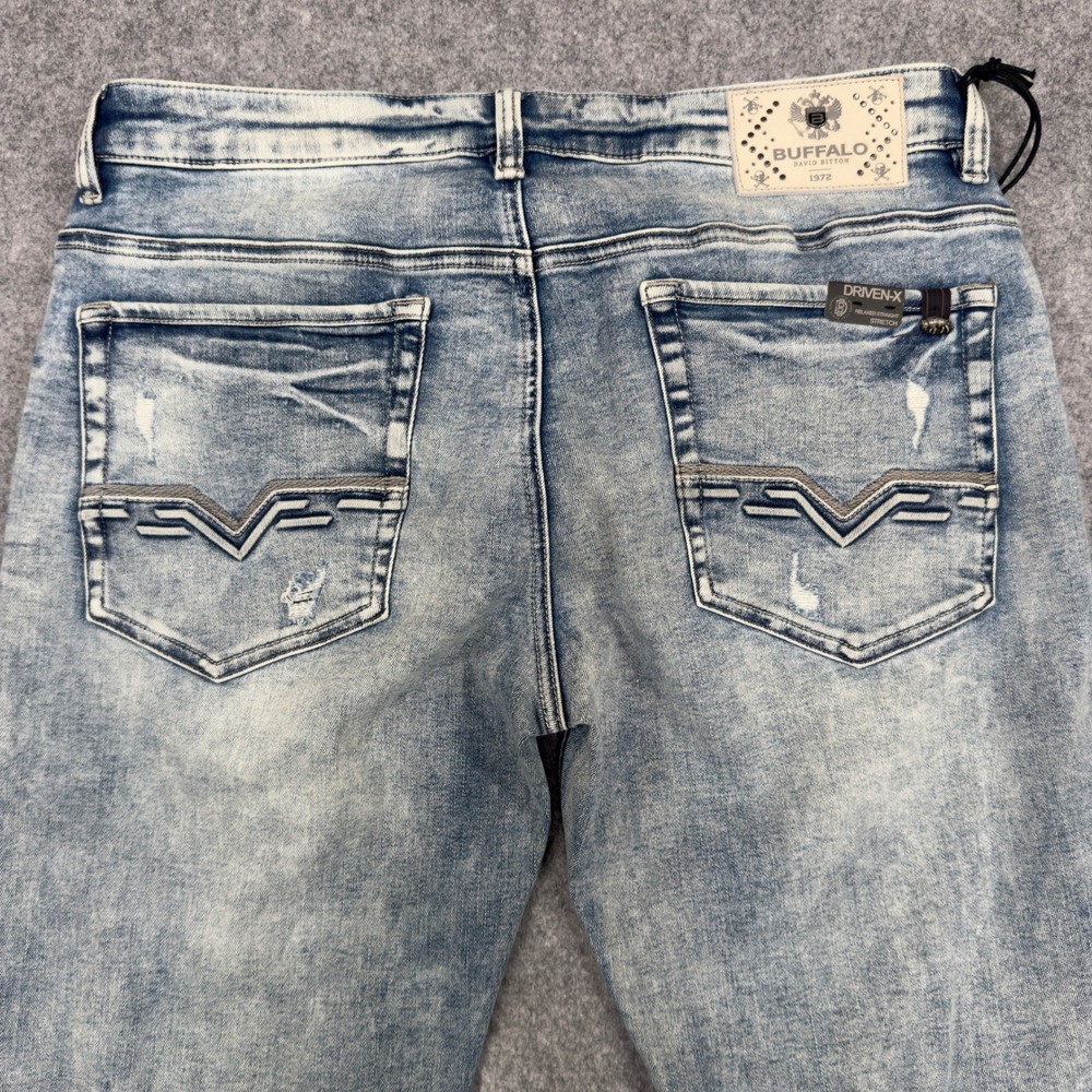 Buffalo David Bitton Driven-X Relaxed Straight Stretch Jeans Light Wash 33 NEW - Picture 7 of 13